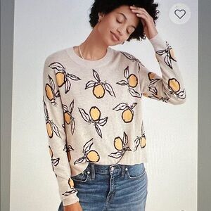 Madewell Tangerine Sketch Jacquard Pullover Sweater